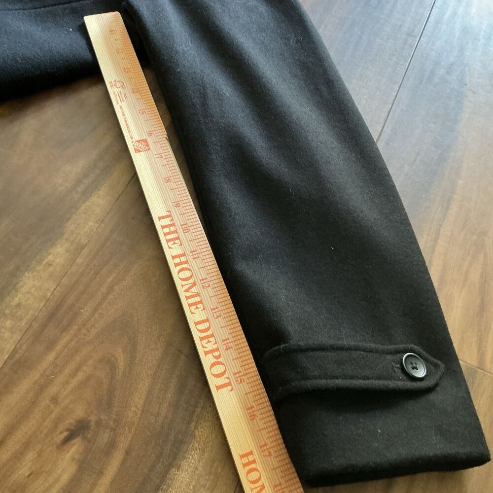 Claiborne Men's Large Peacoat Wool Blend Double Breasted Dress Jacket  Black EUC - Picture 10 of 11